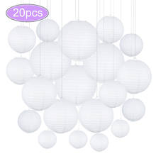 Lampión de papel chino blanco para decoración de fiestas, bola colgante para decoración de bodas, linternas de papel, 4, 6, 8, 10, 12 pulgadas, tamaño mixto, 20 unids/lote 2024 - compra barato