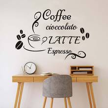 Kitchen Wall Decals Coffee Cioccolato Latte Espresso Decal For Cafe Vinyl Wall Stickers Decor Living Room Art Wall Murals W978 2024 - buy cheap