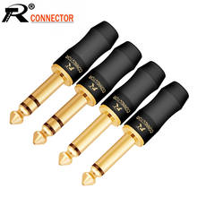 Conector de cable de soldadura Mono/estéreo, conector macho de 6,35 pulgadas chapado en oro, para micrófono de guitarra, Tubo negro, 2P/3 polos, 1/4mm, 10 unids/lote 2024 - compra barato