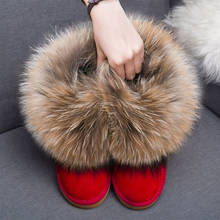 Real Fur Children Shoes Big fur Thick Warm Genuine leather Shoes Baby Girls Boys Snow Boots Winter Kids Shoes 2024 - buy cheap