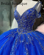 Vestidos de Quinceañera de princesa Azul Real, tirantes finos, con cuentas, dulce 16, corsé Vintage, espalda, vestidos de graduación 2024 - compra barato