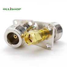 SMA Male Plug to N Type Female Jack with 4 Hole Flange Panel Mount Chassis RF Coaxial Adapter M/F Connector 2024 - buy cheap