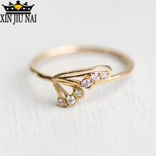 Милое изысканное обручальное кольцо с кристаллами золотого циркония, обручальные кольца для женщин, тонкое женское кольцо с перьями павлина, серебро 925 пробы 2024 - купить недорого
