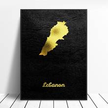 Golden Map Lebanon Canvas Painting Art Print Poster Picture Wall Modern Minimalist Bedroom Living Room Decoration 2024 - buy cheap