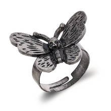 Punk Death's Head Skull Moth Butterfly Rings Gothic Adjustable Rings Animal Jewelry For Men 2024 - buy cheap