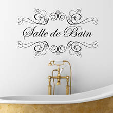 Adesivos de parede salão de banho, citações francesas, decoração removível, à prova d'água, mural, arte de parede 2024 - compre barato