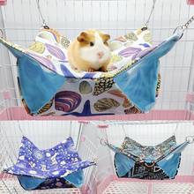 Rede de pendurar hamster para todos os tipos de animais, cama de camada dupla lisa com estampa de hamster esquilo para pendurar, casa macia para todos os tipos de animais pequenos 2024 - compre barato