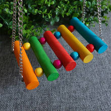 1Pcs Parrots Swing Toy Funny Pet Products Colorful Birds Perch Hanging Swings Natural Wooden Bird Chew Toys Pet Products 2024 - buy cheap