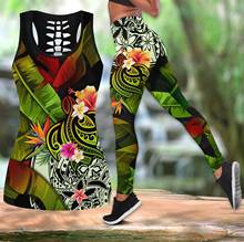 Pohnpei-Leggings con estampado 3D de flores de tortuga, top sin mangas, elástico, Sexy, DDK40 2024 - compra barato