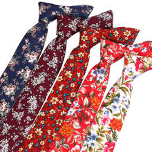 Gravatas de algodão para homens e mulheres, gravatas sociais com estampa floral para festa de casamento, gravatas finas para noivados 2024 - compre barato