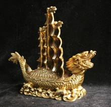 Chinese Feng Shui Bronze Brass Money YiFanFengShun Dragon Ship Boat Statue 2024 - buy cheap