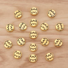 50 piezas de cuentas espaciadoras redondas de murciélago de tono dorado antiguo, 2 caras para pulsera, collar, joyería artesanal, 8x8mm 2024 - compra barato