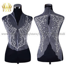 FZD 1 Set Elegant Crystal Stone Bodice Patches and Rhinestone stripes for clothes with Gauze for Wedding Dress Decorative 2024 - buy cheap