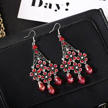 2020 Ethnic Silver Color Ethnic Earrings For Women Fashion Jewelry Crystal Beads Tassel Dangling Earrings 2024 - buy cheap