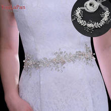 YouLaPan SH323 Women's Flowers Bridal Sash Alloy leaves Wedding Belts Handmade Crystal Sash Silver Diamond Bridesmaid Dress Belt 2024 - buy cheap