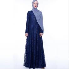 Double layer Muslim abayas Wholesale Dubai fashion muslim full lace stitching abaya female full length islamic robes F1070 2024 - buy cheap