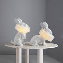 Modern minimalist bedroom bedside table lamp creative living room dining room study resin rabbit modeling lamp 2024 - buy cheap