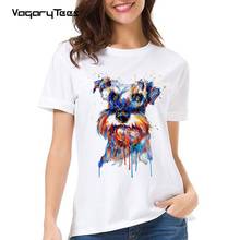 Миниатюрная женская футболка с акварельным принтом Schnauzer, Новая женская летняя футболка, модные повседневные топы с изображением собаки, новые крутые футболки 2024 - купить недорого