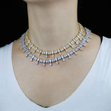 Gargantilha com corrente de zircônio cúbico, colar feminino de múltiplas camadas com cristais 2024 - compre barato