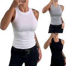 2020 novo verão feminino tank tops sexy cor sólida o-pescoço camiseta das mulheres sem mangas elasticidade camisola sólida casual meninas colete 2024 - compre barato