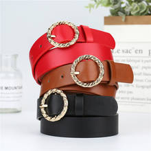 Fashion New Female Belt Alloy Embossed Round Buckle Pin Buckle Imitation Leather Women Belt Trend Casual Corset Belt Waist Belt 2024 - buy cheap