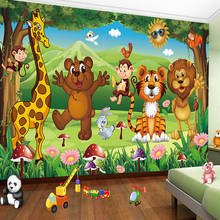Custom 3D Photo Mural Wallpaper For Kids Room Animal Paradise Cartoon Children House Mural Non-woven Bedroom Wallpaper Painting 2024 - buy cheap