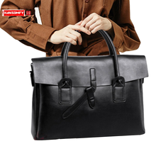 New Genuine Leather Women's Handbag Female 14" Laptop Shoulder Crossbody Bag Women Business Computer Briefcase A4 File Bags 2024 - buy cheap