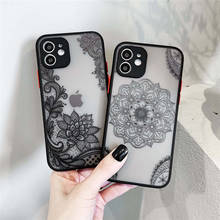 Funda de teléfono transparente con encaje negro para iPhone, carcasa trasera a prueba de golpes con flores para iPhone 11 Pro Max 7 8 Plus XS Max XR X 12 Mini SE 2020 2024 - compra barato