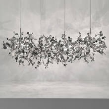 Luminária pendente de aço inoxidável, lustre moderno para sala de jantar, sala de estar, restaurante, fixador suspenso