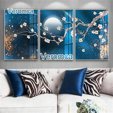 5D Diy Diamond Painting Plum Blossom Landscape Living Room Simple Decor Triptych Full Diamond Embroidery Cross Stitch Kit 2024 - buy cheap