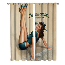 Vintage pin up meninas tratamentos de janela cortinas sala estar quarto floral janela tratamento 2024 - compre barato