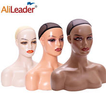 Alileader Cheap Mannequin Head With Shoulders Quality Female Mannequin Head With Hair Net Black Mannequin Head For Wigs 2024 - buy cheap