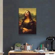 Engraçado mona lisa mr bean retrato figura pintura da lona arte da parede posters quadros de parede para sala estar em casa cuadros decoração 2024 - compre barato