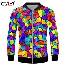 CJLM Man Jacket Long Sleeve Funny  3D Jacket Printed Colorful Lattice Streetwear Plus Size 6XL Clothes Man Autumn Coat 2024 - buy cheap