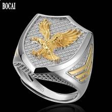 BOCAI 2020 New Fashion New Boy Ring Eagle Head Korean Personality Hip-Hop Tide Meet Single 925 real Silver Gold Plated Men Rings 2024 - buy cheap