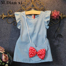 2021 Baby Toddlers Demin Casual Dresses  Kids Girl Solid Dress Minnie Mouse Sleeveless Bag Ruffles1-5Y 2024 - buy cheap
