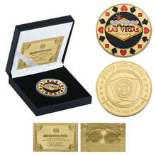 Casino Las Vegas Poker Chips Golden Plated Challenge Coins Collectibles with Coin Holder Challenge Coin Souvenirs Original Gifts 2024 - buy cheap