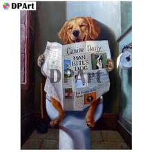 Алмазная картина 5D полностью квадратная/круглая дрель Туалет собака чтение газета Daimond вышивка крестиком Мозаика M829 2024 - купить недорого