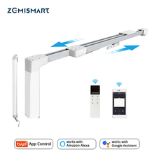 Zemismart tuya zigbee cortina inteligente pré-montagem pista telescópica com bateria vara alexa eco google casa temporizador de controle remoto 2024 - compre barato