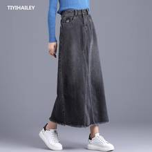 TIYIHAILEY-faldas largas de cintura alta para mujer, faldas de corte en A con bolsillos, borlas grises, S-3XL, 2021 2024 - compra barato