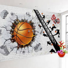 Пользовательские 3D Настенные обои белая кирпичная стена баскетбольный плакат ретро Бар Кафе Ресторан фон фото настенная живопись современный 3D 2024 - купить недорого