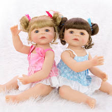 Bebe reborn doll 22inch lifelike twins girls full body vinyl silicone reborn baby dolls toys for children gift 2024 - buy cheap