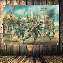 WW2 Weapons Old Photos Allied soldiers VS Wehrmacht soldiers Military Poster Banner Wall Art Canvas Painting Tapestry Home Decor 2024 - buy cheap