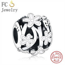 FC Jewelry Fit Original Brand Charm Bracelet 925 Silver White Enamel Flower Daisy Honey Bee Ladybug Bead For Making Berloque 2024 - buy cheap