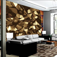 Beibehang papel de parede refrigerado personalizado sala de estar quarto sofá fundo 3d abstrato espaço de construção rústico bola de polígono de ouro 2024 - compre barato