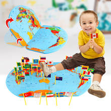 3D Wooden Puzzles World Map Toy National Flag Stereo Toys Educational early Learning Jigsaw Toys for kids children 2024 - buy cheap