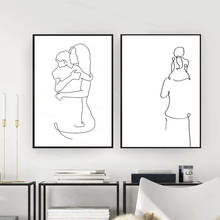 Carteles de dibujo de líneas de arte para madre e hija, padre e hijo, impresión abstracta, arte de pared minimalista, pintura en lienzo, decoración de imagen moderna 2024 - compra barato