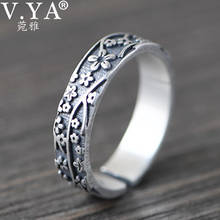 V.YA  925 Sterling Silver Plum Blossom Finger Rings for Women Ethnic Thai Silver Flower Open Ring Femal Silver Jewelry 2024 - buy cheap