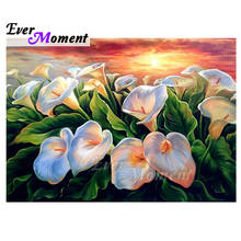 Алмазная картина Ever Moment с белым цветком Morning Glory, полностью квадратная мозаика, стразы, алмазная вышивка ASF1803 2024 - купить недорого