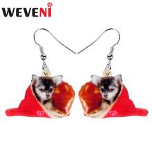 WEVENI Acrylic Christmas Chihuahua Dog Earrings Drop Dangle Animal Jewelry For Women Girls Teens Party Gift Decoration Accessory 2024 - buy cheap